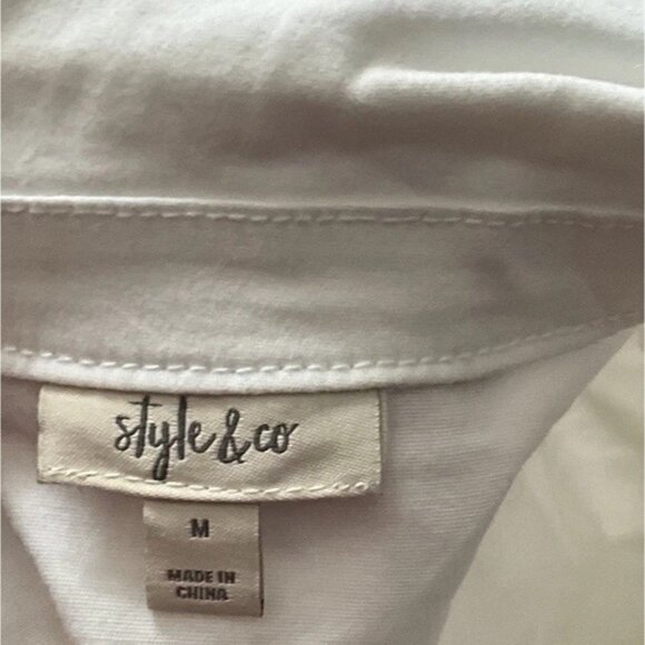 Style & Co White Jean Jacket Button Up Women’s Size Large - Picture 10 of 13